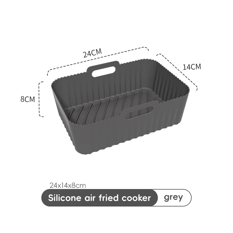 22Cm Silicone Air Fryers Oven Baking Tray Pizza Fried Chicken Airfryer Silicone Basket Reusable Airfryer Pan Liner Accessories