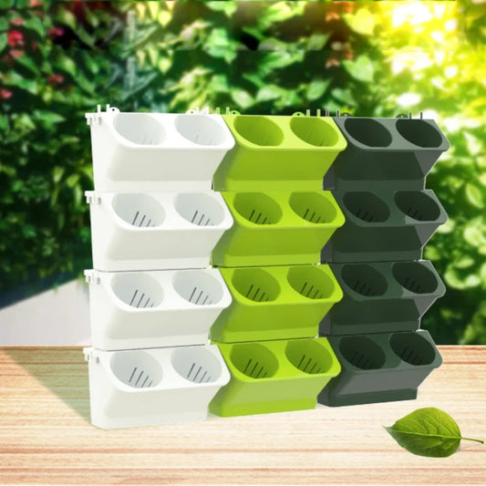 New Stackable Wall Planter Garden Plastic Pots Self Watering Flower Pot Wall Hanging Vertical Succulents Plant Bonsai Pot Home