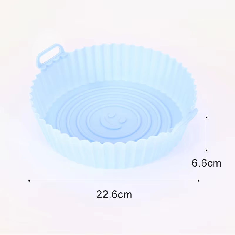 22Cm Silicone Air Fryers Oven Baking Tray Pizza Fried Chicken Airfryer Silicone Basket Reusable Airfryer Pan Liner Accessories