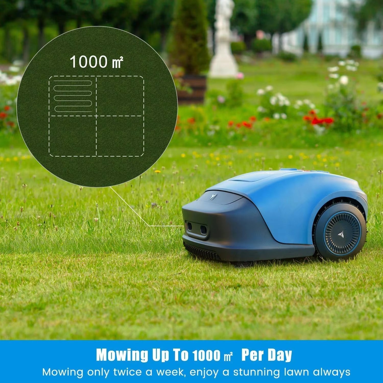 H18EX Robotic Lawnmower 4G Wifi Bluetooth for Garden up to 1000M² Parallel Tracks Charging Station Included, 4.4 Ah